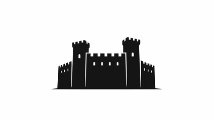 Medieval Castle Silhouette Icon Symbol. © Tanto