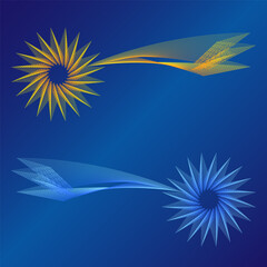 Comet star yellow or blue on the blue background, christmas symbol, vector file, illustration