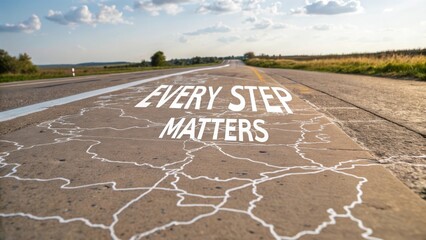 Inspirational Quote Every Step Matters on a Road in Daylight