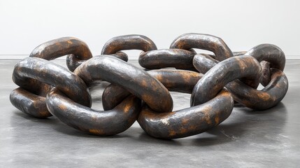 Fototapeta premium Intricate Sculpture of Interlinked Chains Symbolizing Strength and Unity