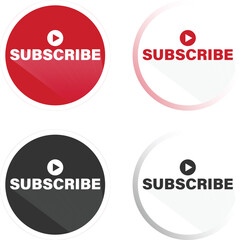Round 3D subscribe button set design with play icon