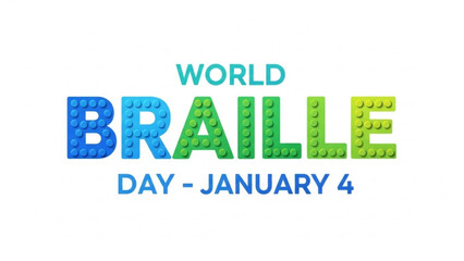 World Braille Day: A vibrant graphic highlighting World Braille Day on January 4th, promoting awareness of accessibility and inclusivity. 