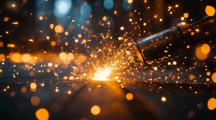 Captivating Sparkles from a Welding Torch Creating an Artistic Display of Light and Energy