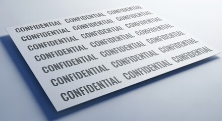 Obraz premium Confidential Document Concept: Business Security and Privacy with Repeated Text on White Paper Sheet