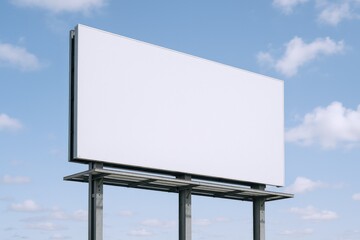 Fototapeta premium Blank Billboard Against a Cloudy Blue Sky: Advertising Space for Marketing Campaigns and Public Announcements
