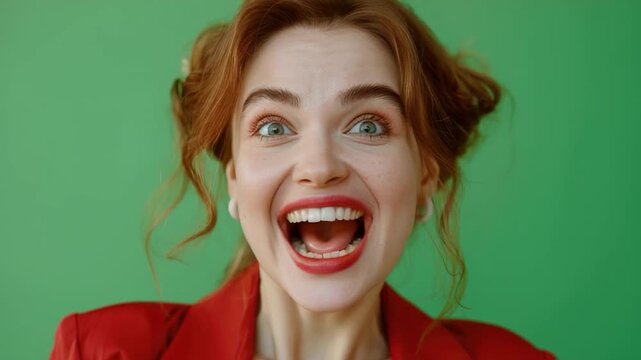 Video A woman displaying a comical expression with her mouth widely open