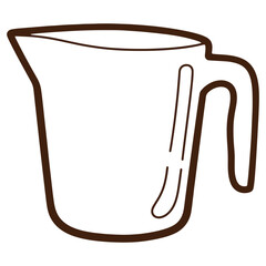 Simple line drawing of a measuring cup isolated on a white background for design and illustration purposes