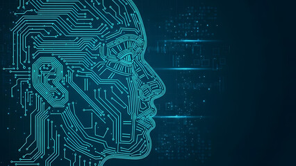 Artificial Intelligence Head Concept Representing Futuristic Technology and Digital Transformation