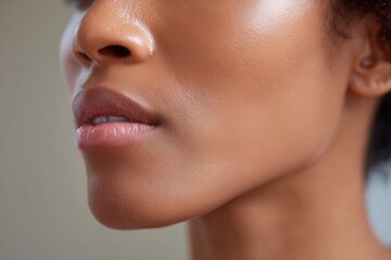 Black woman with clear, healthy skin and natural lips