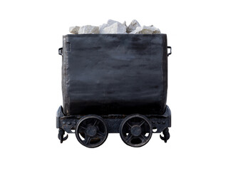 Mine cart with salt isolated on white background