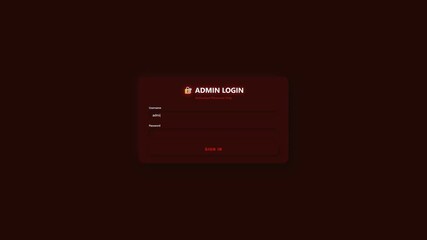 Funny animation showing admin login screen with humor about getting hacked and hacking in a digital setting