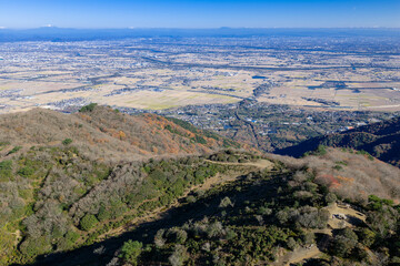 小倉山展望台から望む濃尾平野（ドローンによる空撮）