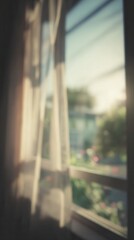 Soft morning light filtering through a window with curtains, creating a calm abstract background