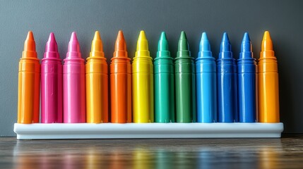 Vibrant Collection of Colorful Crayons Arranged Neatly on Display