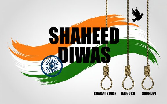 Shaheed Diwas Bhagat Singh Rajguru Sukhdev Tricolor Tribute Memorial Illustration