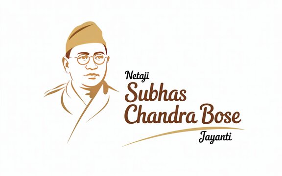 Netaji Subhas Chandra Bose Jayanti Tribute Minimal Line Art Illustration Design.