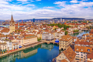 Obraz premium Zurich, Switzerland Over the Limmat River 2512