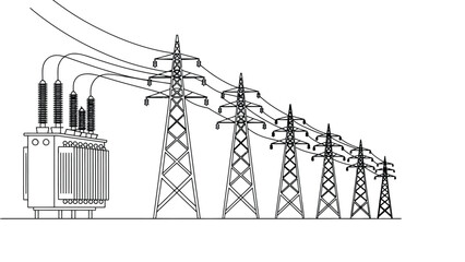 Electric power transmission towers and transformer