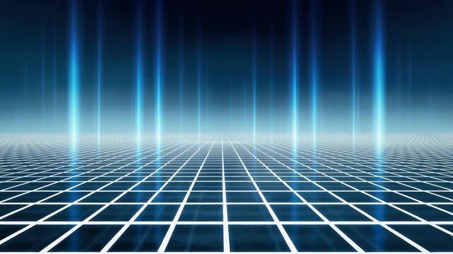 Futuristic abstract grid with glowing blue lines and a serene background, perfect for technology and design projects