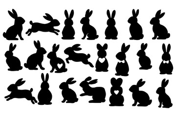 easter bunny silhouettes,
Set of Rabbit Silhouettes &ndash; Easter Bunny Vector Illustration