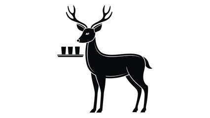 Deer serving drinks on a tray in modern style