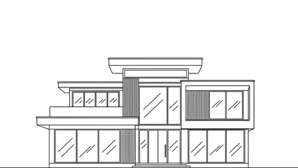 Modern multi-story house with large windows and flat roof design