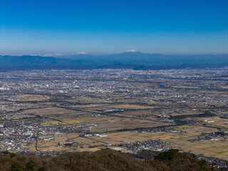 小倉山展望台から望む濃尾平野（ドローンによる空撮）
