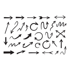 Doodle Arrows Set, Sketch Arrow Icons vector