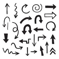 Doodle Arrows Set, Sketch Arrow Icons vector