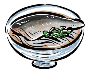 にしんそば　筆タッチ手描きイラスト