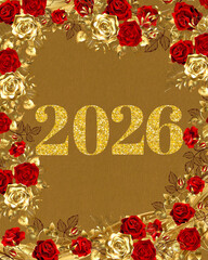 Gold yellow red flower glitter 