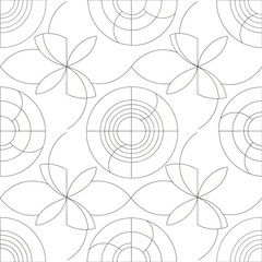 Geometric Pattern with Circles and Floral Elements.