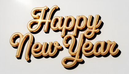 Fototapeta premium Happy New Year in gold lettering, a beautiful greeting for a new beginning