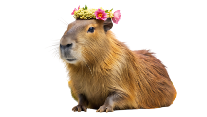 Guinea pig wearing floral crown