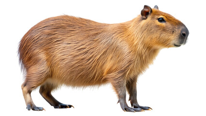Standing capybara on white background