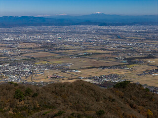 小倉山展望台から望む濃尾平野（ドローンによる空撮）