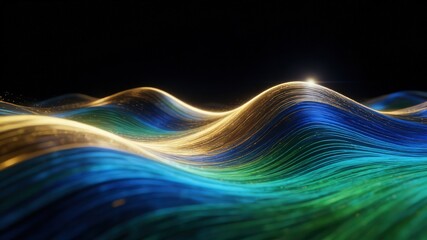 Digital Art Glowing Data Network and Futuristic Tech Track Background, Abstract Flow Light Color Energy Curve, Bright Modern Sci-Fi Dynamic Background