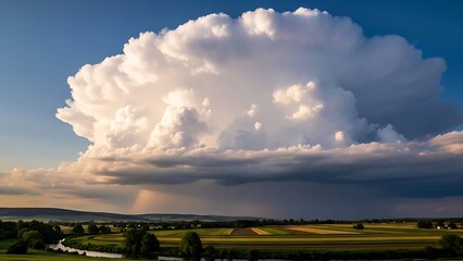 Majestic Cumulonimbus Cloud Over Green Landscape