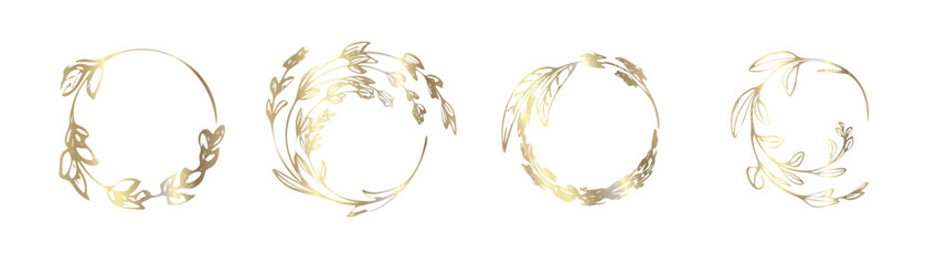 Minimal Botanical Wreath Collection with Fine Line Leaf Illustrations - Minimal botanical wreaths created with fine line leaves, ideal for modern branding, invitations, and elegant nature themed desig