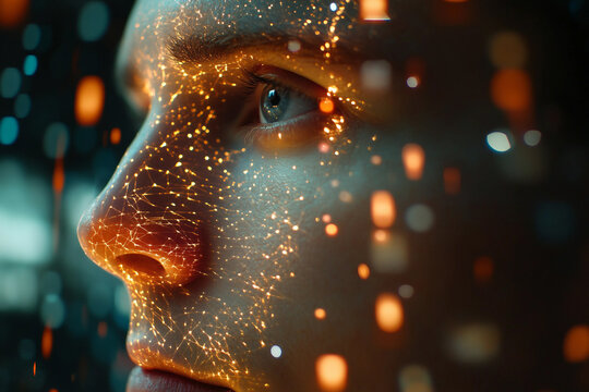 Closeup futuristic view of modern architect analyzing building data created using generative ai - Powered by Adobe