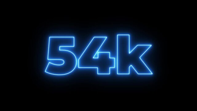 Glowing neon line with 65k Ultra HD video technology icon isolated on black background 65K subscribers modern animation banner design