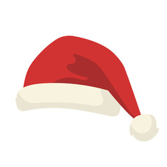Santa Claus hat. Red Christmas hat isolated on white background	