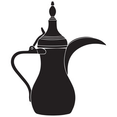 Traditional Arabic coffee pot silhouette for cultural designs