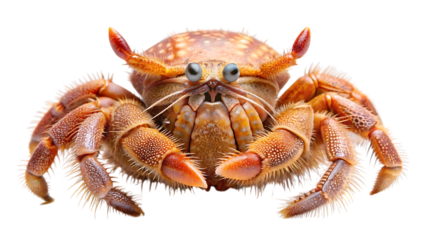 Orange and brown crab with spotted shell