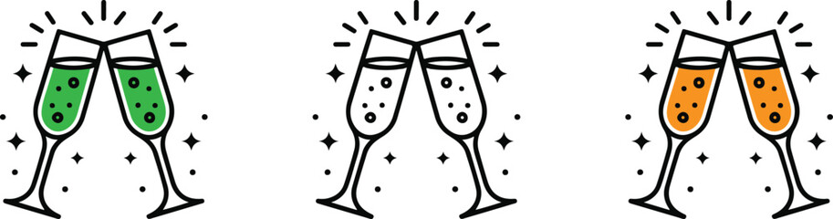 Champagne glasses clinking icon
