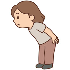 Cute Girl Bowing Politely with Respectful Gesture