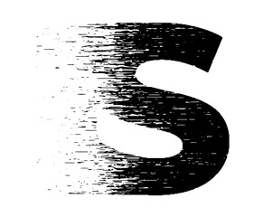 Bold grunge typography forming the letter S with distressed black and white texture. Ideal for posters, branding, album covers, street style graphics, and edgy typographic designs.