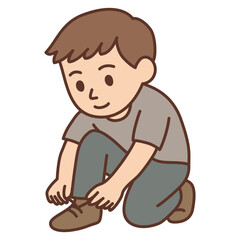 Cute Child Tying Shoes in Daily Routine Style