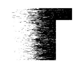 Bold grunge typography forming the letter T with distressed black and white texture. Ideal for posters, branding, album covers, street style graphics, and edgy typographic designs.