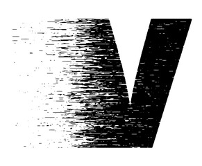 Bold grunge typography forming the letter V with distressed black and white texture. Ideal for posters, branding, album covers, street style graphics, and edgy typographic designs.